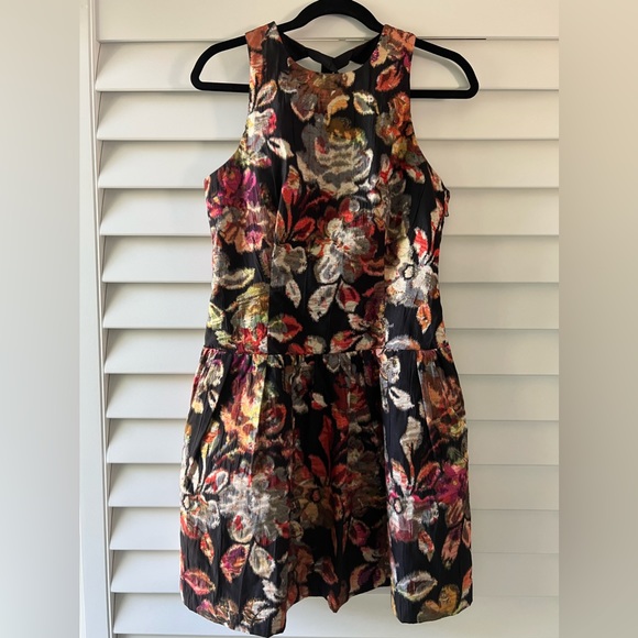 ANTHROPOLOGIE Leifsdottir “Adelita” Brocade Floral Metallic Dress, Size 6 - Picture 6 of 15